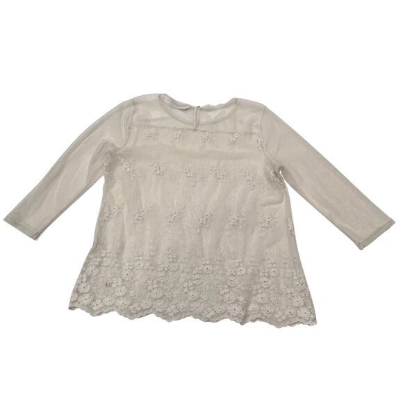 Abercrombie & Fitch Sheer Lace Top, 3/4 sleeves, L - Picture 1 of 7